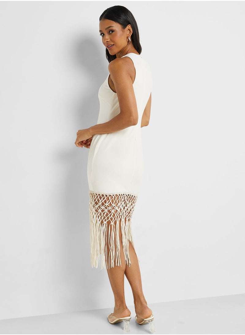 Fringe Hem Knitted Dress