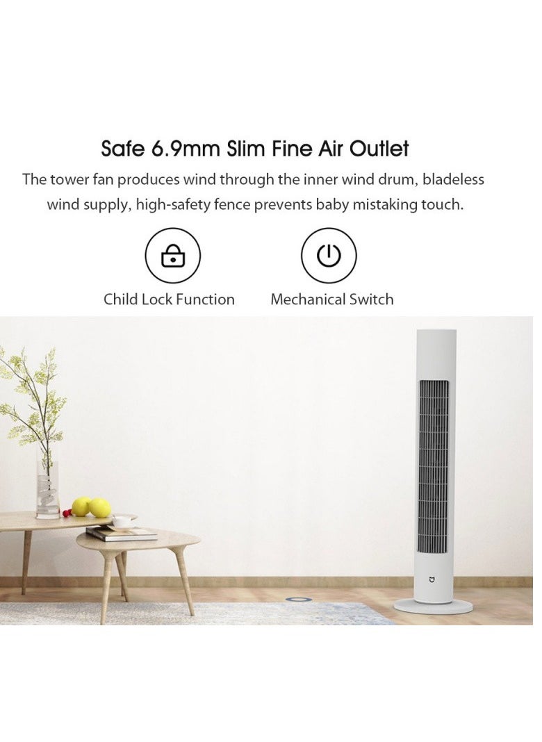 Mijia Smart Tower Fan Bladeless Low Noise & Cool Wind Tower Fan DC Frequency Conversion Summer Cooling Air Conditioner Cooler With App Control