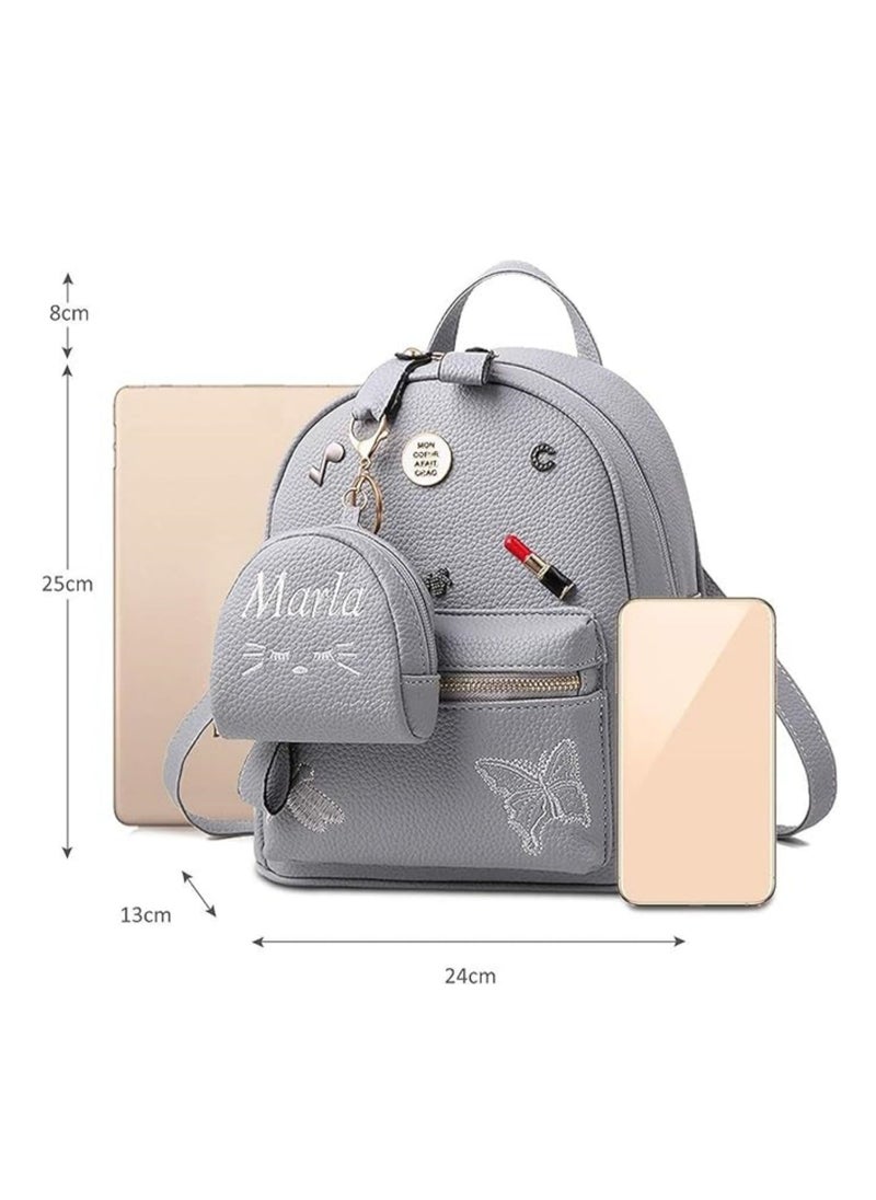 Women Backpack Purse, PU Washed Leather Shoulder Bag, Mini Leather Backpack, with Small Coin Purse Travel Handbag, Ant-Theft Women Bag, Crossbody Bag, Casual Daypack