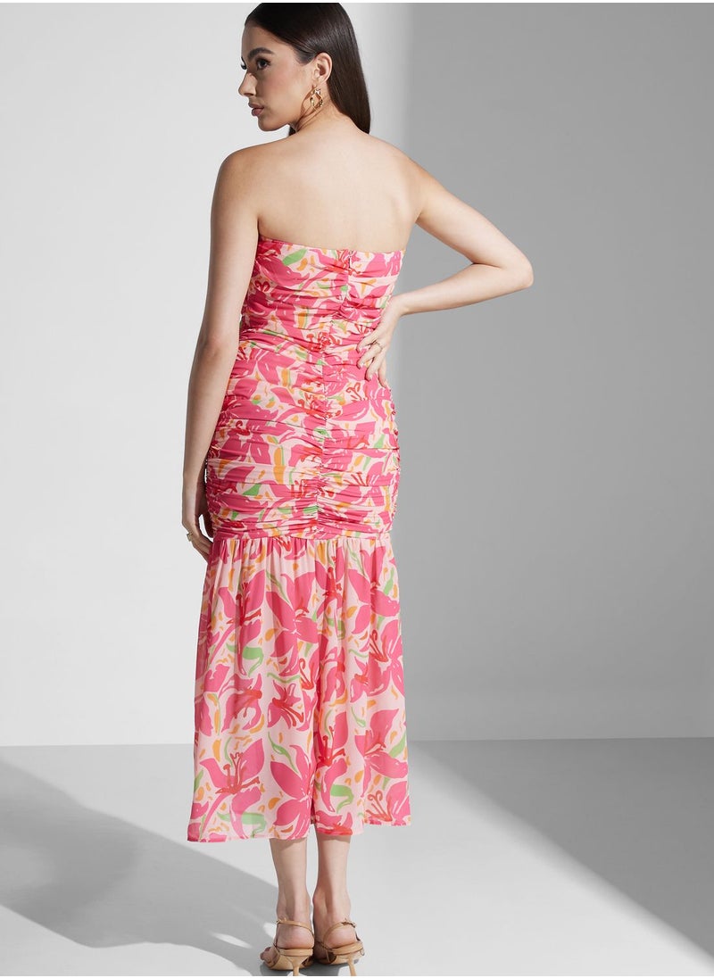 Bardot Floral Ruched Dress