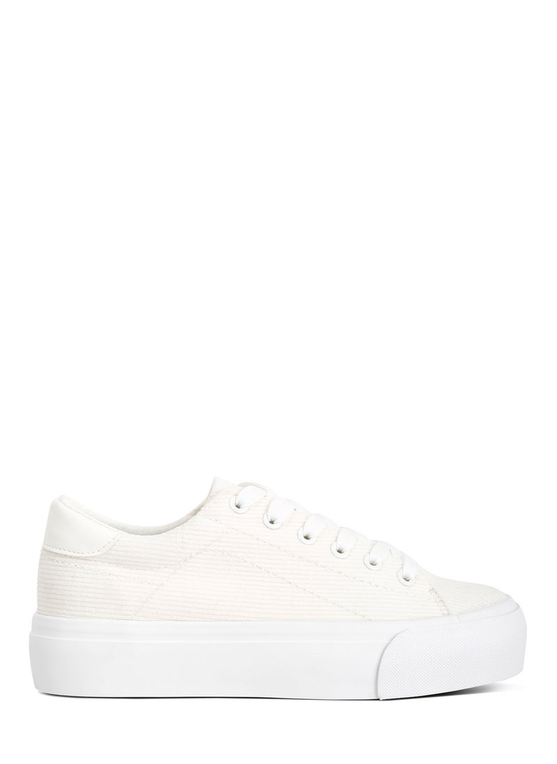 White Flatform Canvas Sneakers