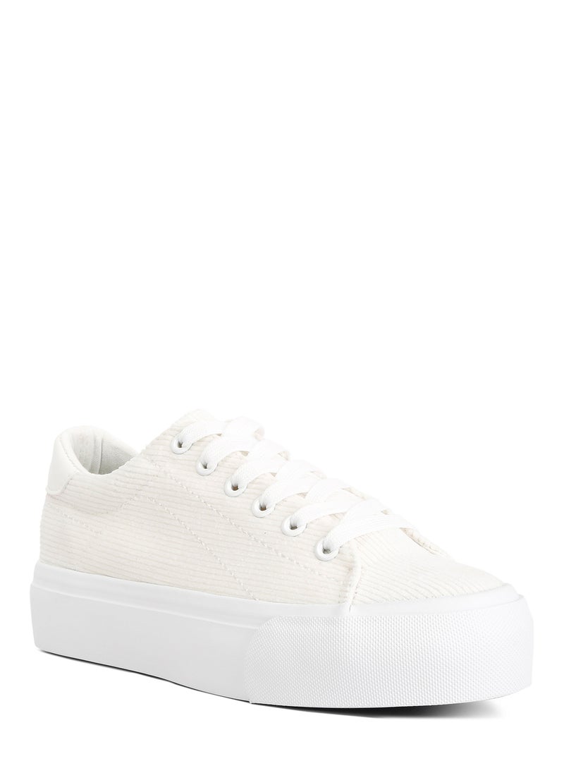 White Flatform Canvas Sneakers