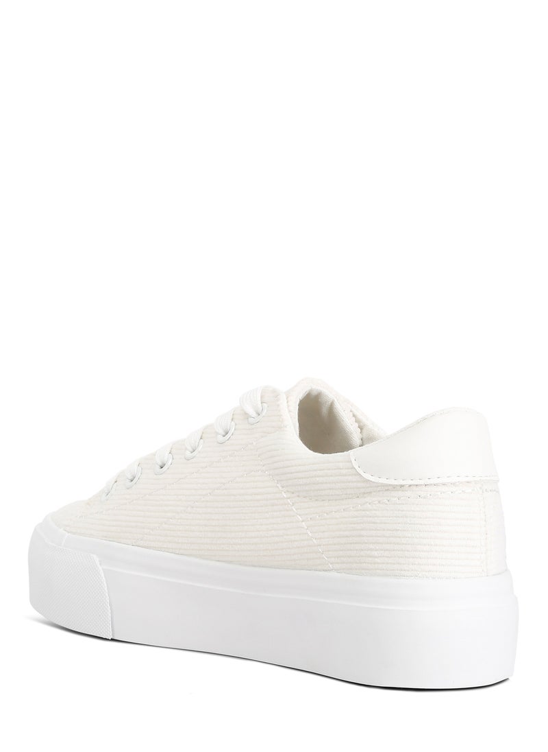 White Flatform Canvas Sneakers