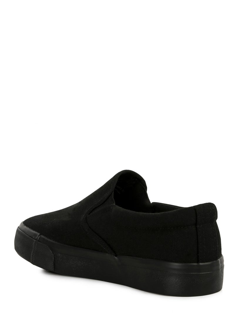 Black Slip On Canvas Sneakers