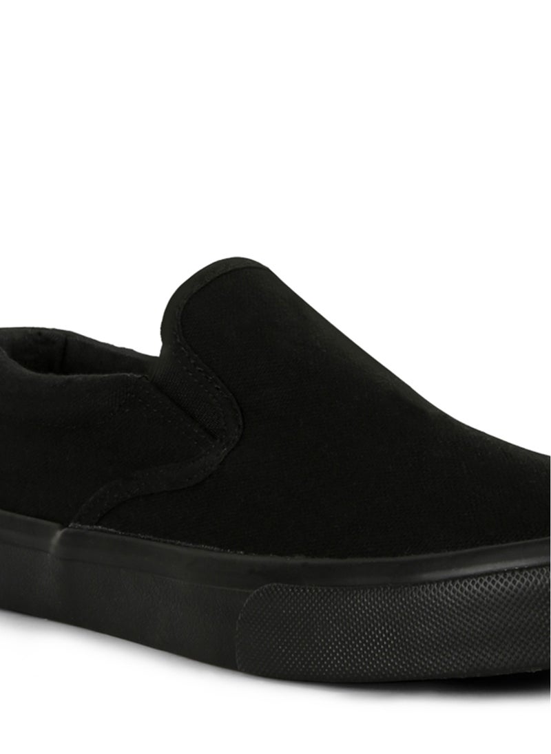 Black Slip On Canvas Sneakers