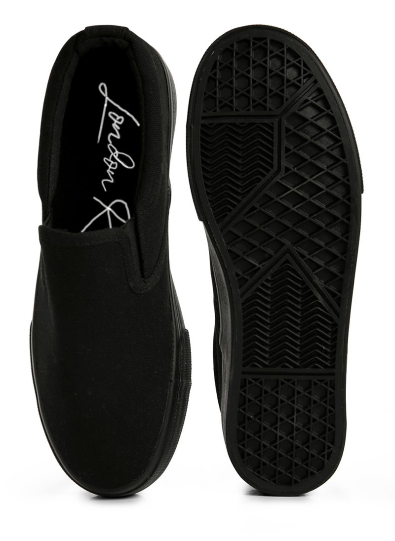 Black Slip On Canvas Sneakers