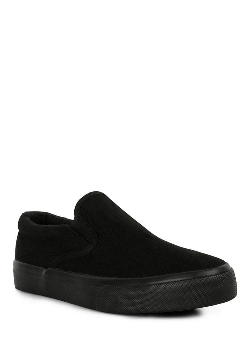 Black Slip On Canvas Sneakers