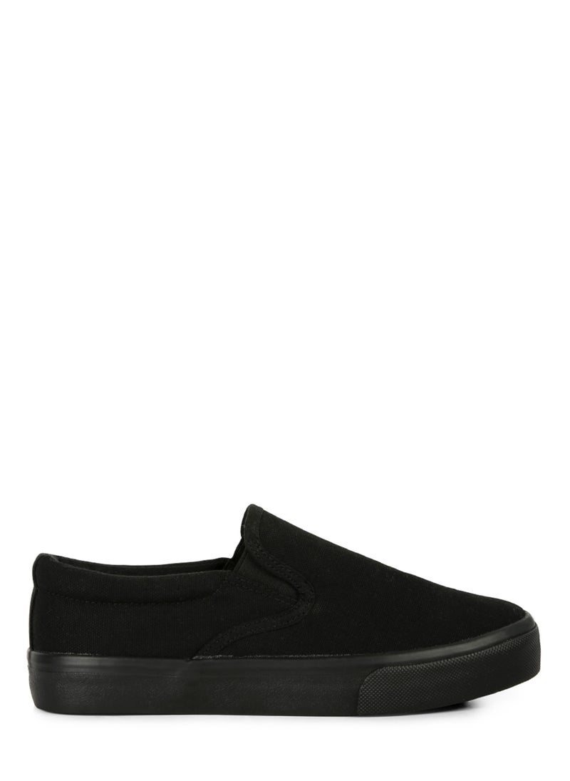 Black Slip On Canvas Sneakers