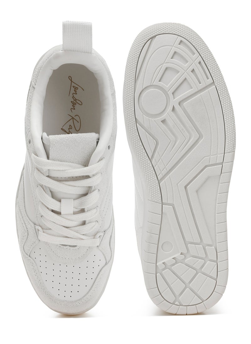 Faux Leather Casual Sneakers in White