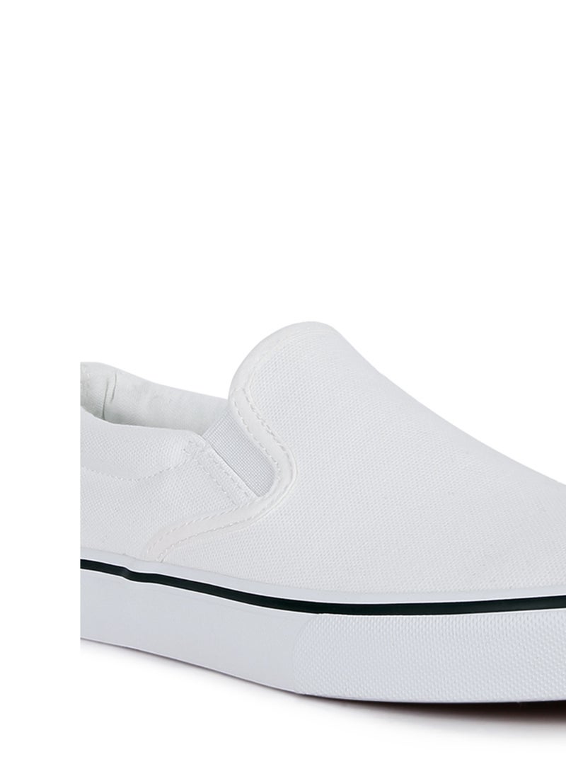 White Slip On Canvas Sneakers