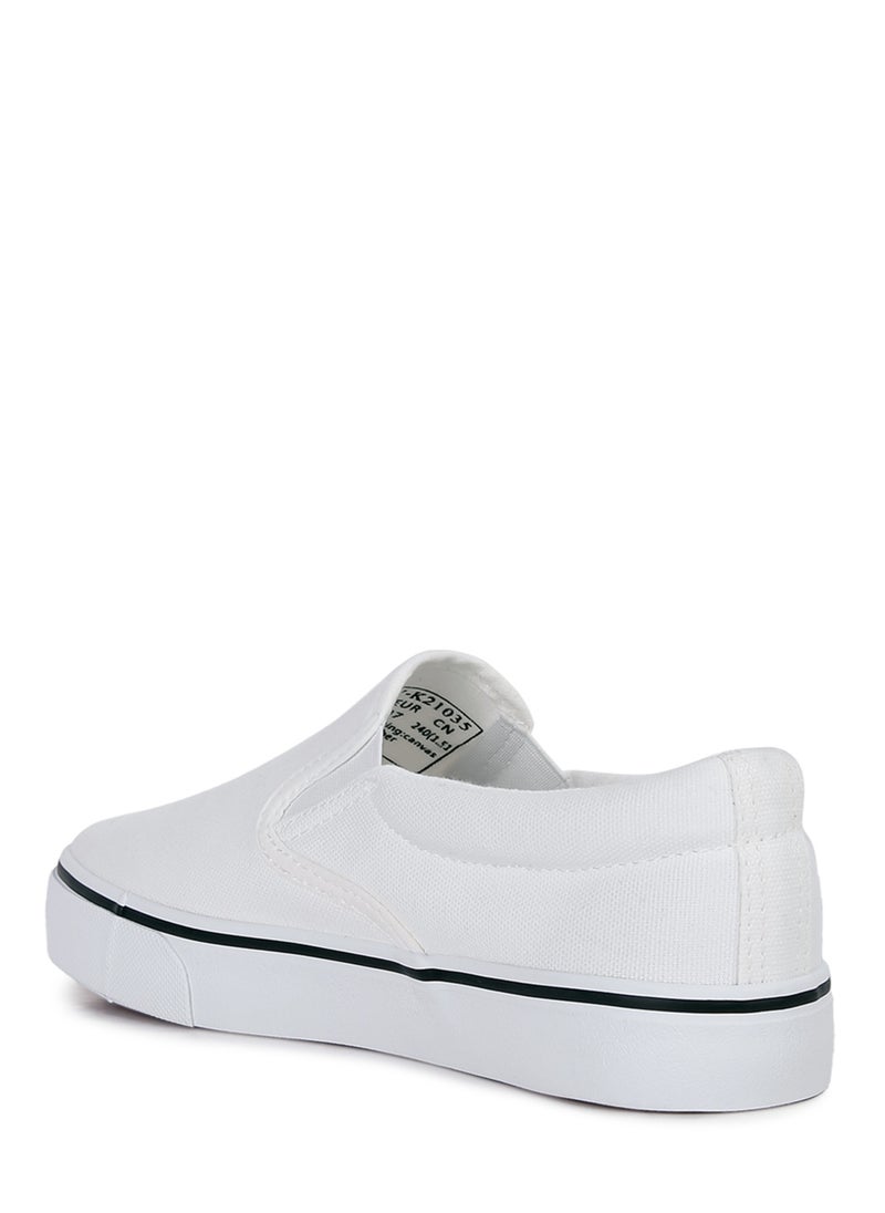 White Slip On Canvas Sneakers