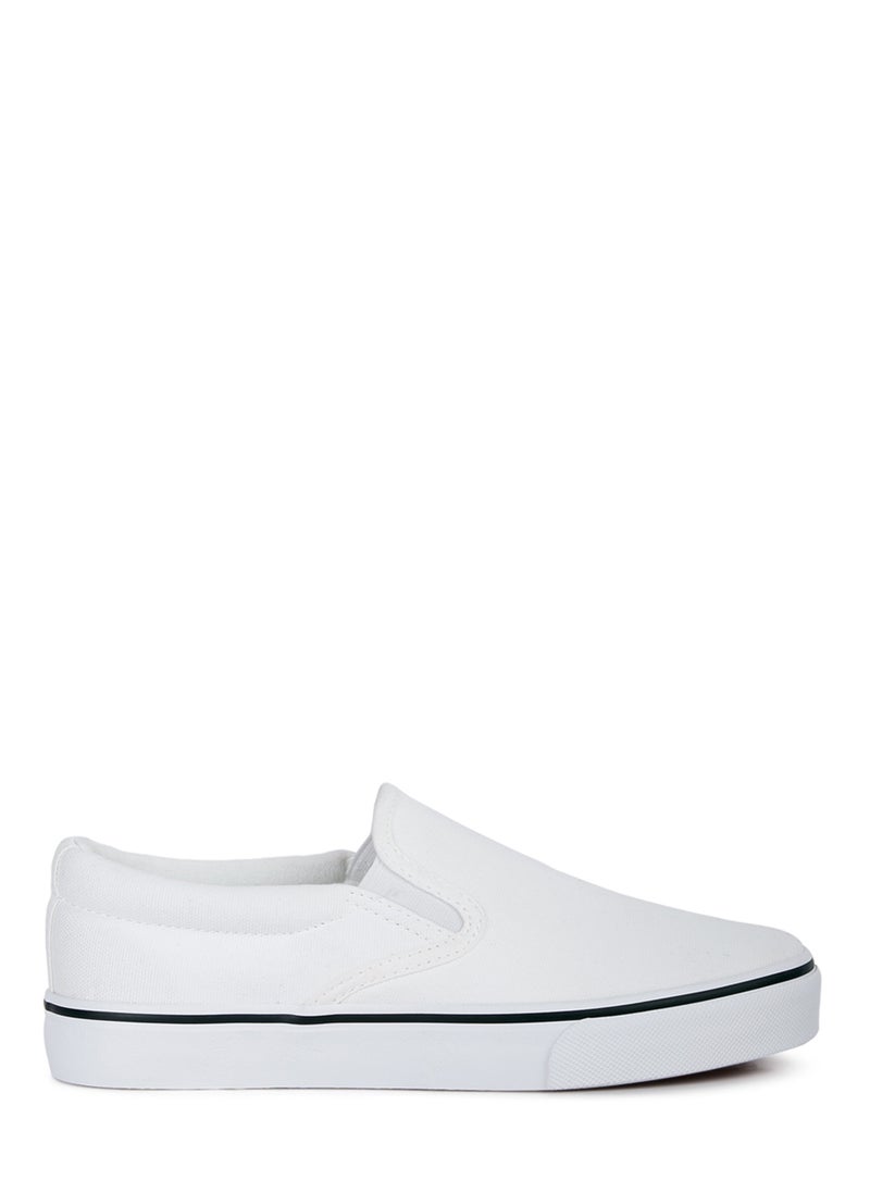 White Slip On Canvas Sneakers