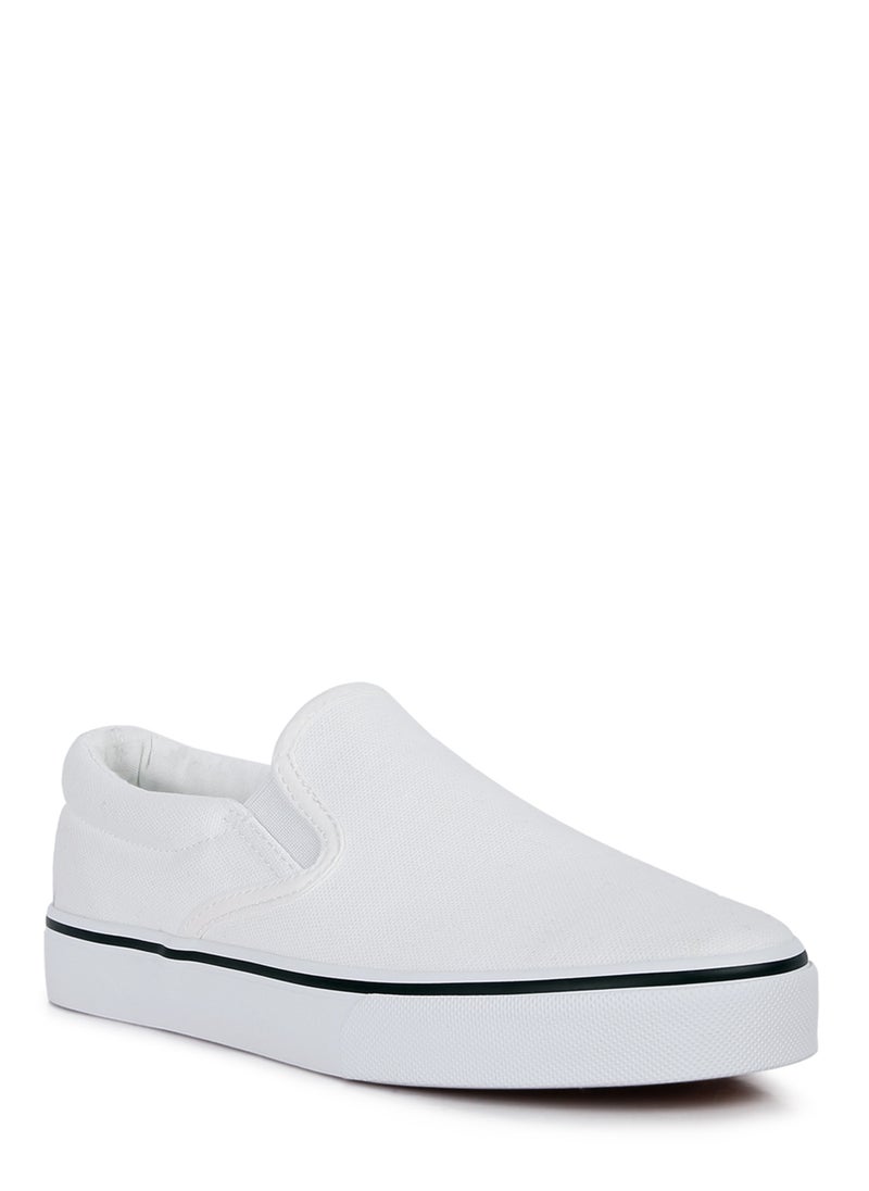 White Slip On Canvas Sneakers