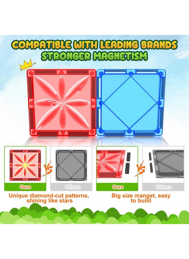 Diamond Magnetic Tiles Kids Toys For Toddlers Stem Magnetic Blocks Building Toys Preschool Sensory Montessori Learning Toys For 3+ Year Old Boys Girls Christmas Birthday Gifts Creative Kids Games