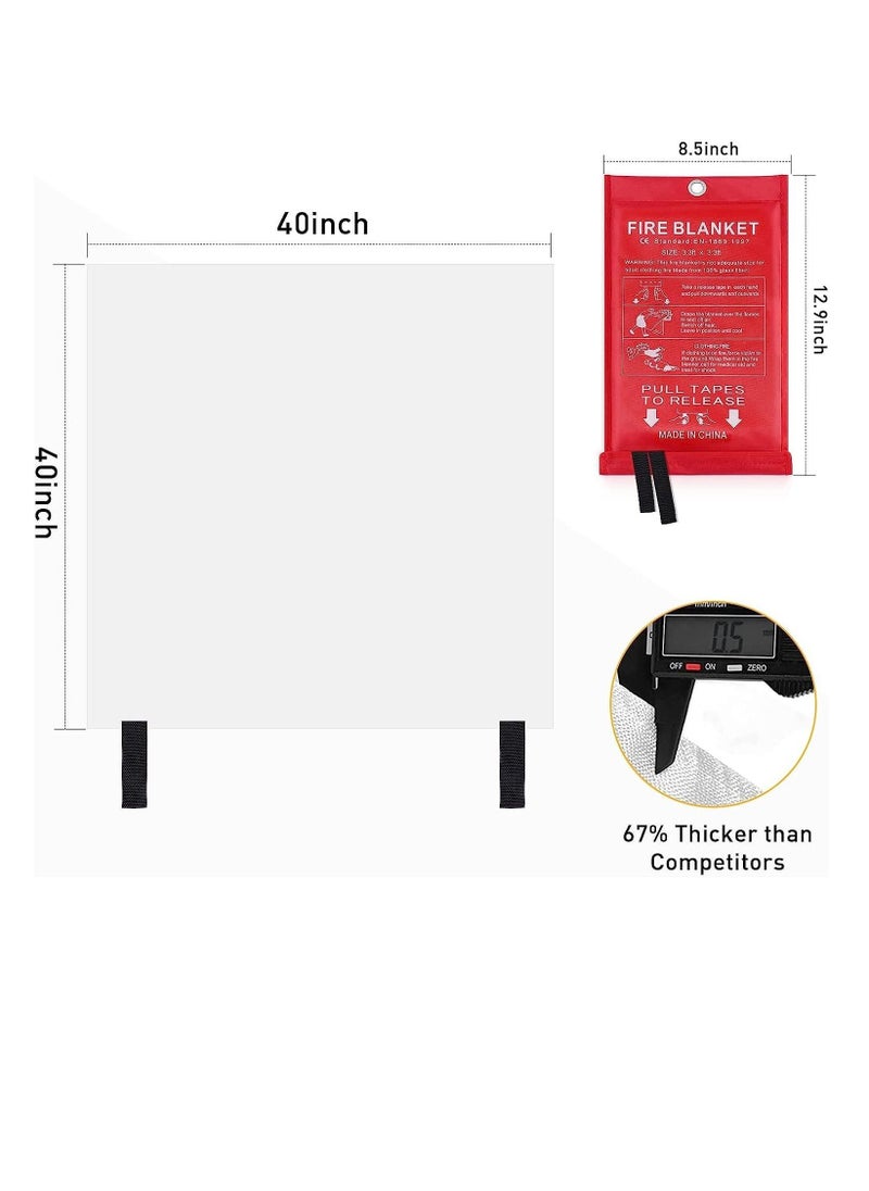 Fire Blankets Emergency for Home, Prepared Emergency Fire Retardant Blanket for, Fireproof Blanket for Kitchen, Camping, Grill, Car, Office, Warehouse, School, Picnic, Fireplace(2PCS)