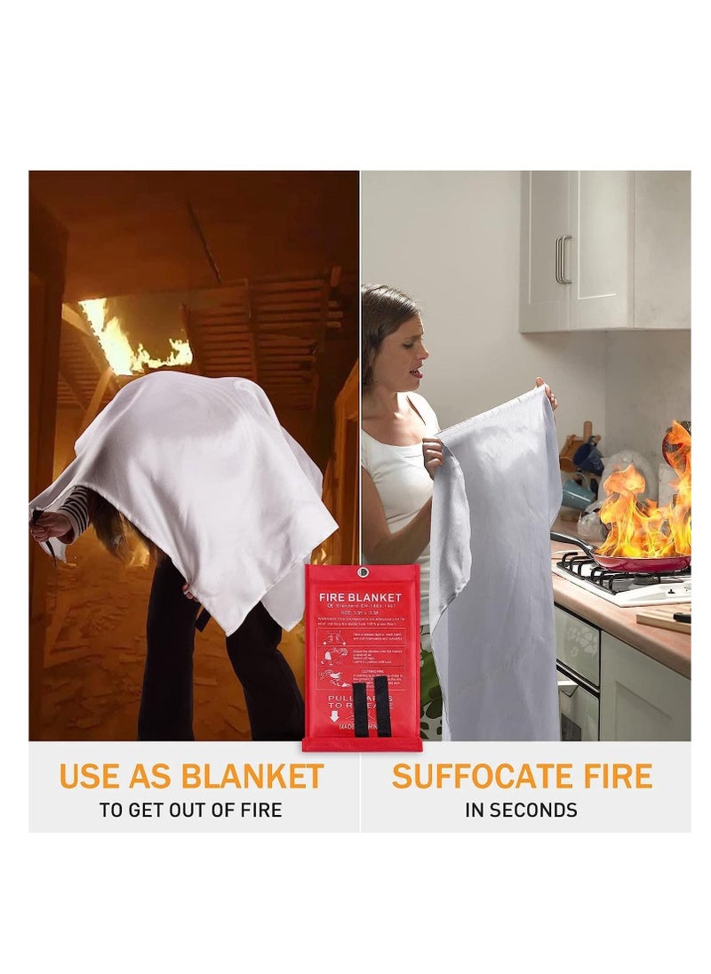 Fire Blankets Emergency for Home, Prepared Emergency Fire Retardant Blanket for, Fireproof Blanket for Kitchen, Camping, Grill, Car, Office, Warehouse, School, Picnic, Fireplace(2PCS)