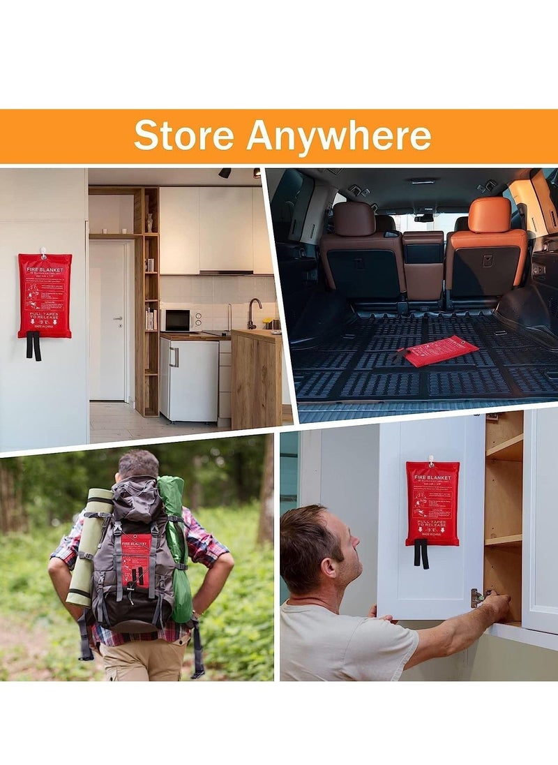 Fire Blankets Emergency for Home, Prepared Emergency Fire Retardant Blanket for, Fireproof Blanket for Kitchen, Camping, Grill, Car, Office, Warehouse, School, Picnic, Fireplace(2PCS)
