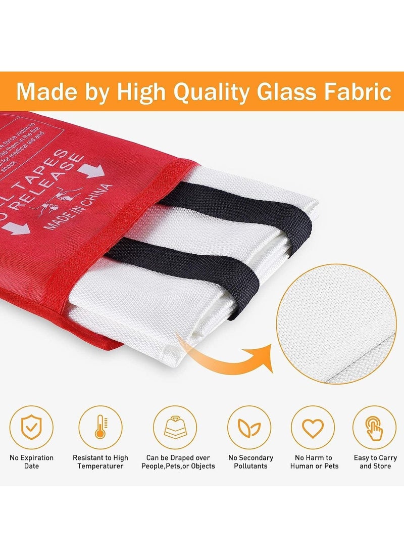 Fire Blankets Emergency for Home, Prepared Emergency Fire Retardant Blanket for, Fireproof Blanket for Kitchen, Camping, Grill, Car, Office, Warehouse, School, Picnic, Fireplace(2PCS)