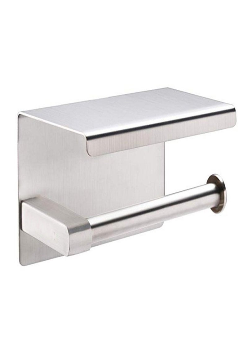 Toilet Roll Holder No Drilling, 304 Stainless Steel Self Adhesive and Wall Mounted WC Tissue Holder for Bathroom Kitchen