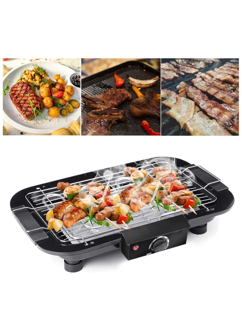 BBQ Electric Grill, 1500W Household Smokeless Nonstick Barbecue Machine with Detachable Wire Rack & Oil Drip Tray