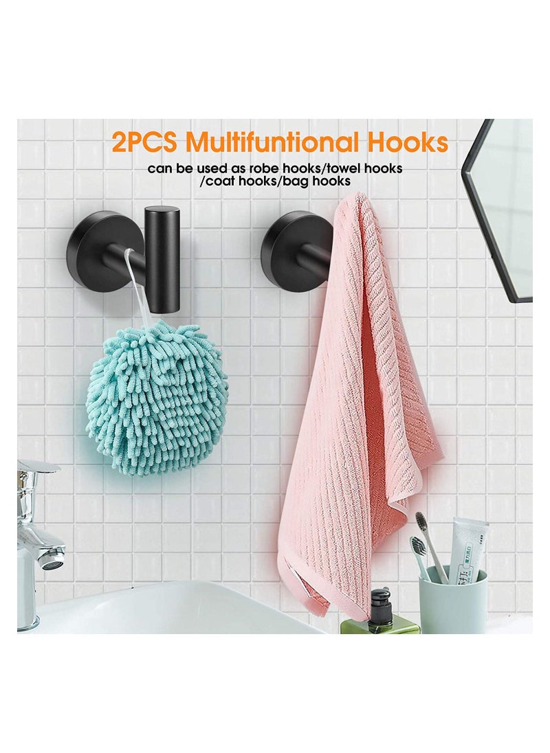 Bathroom Hardware Set 4 Pcs Matte Black Towel Stainless Steel Simple Firm Bathroom Towel Rack Set Include 16in Bathroom Towel Toilet Paper Holder and 2 Robe Hooks