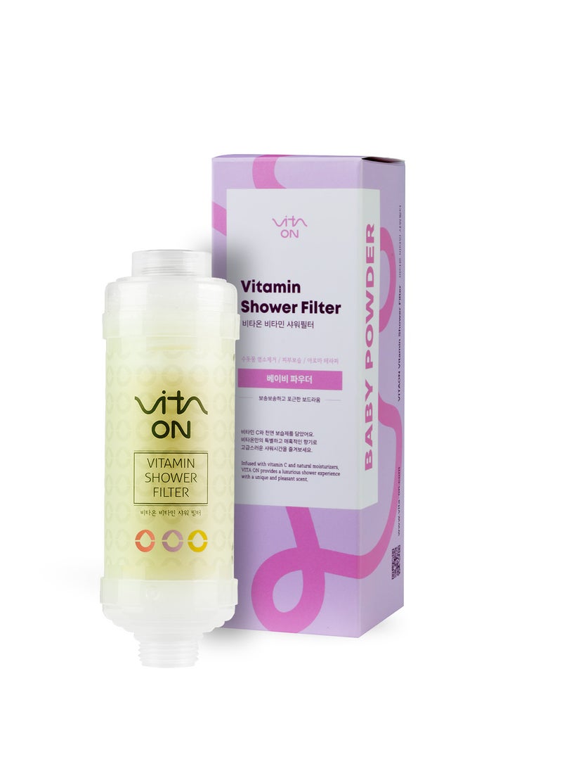 Vita On Korean Vitamin Shower Filter - Skin & Hair Enhancement - Skin Toner - Anti Hair Loss - Prevents Dry Skin - Chlorine & Impurities Removal - Rust Removal - Aromatherapy -  Baby Powder