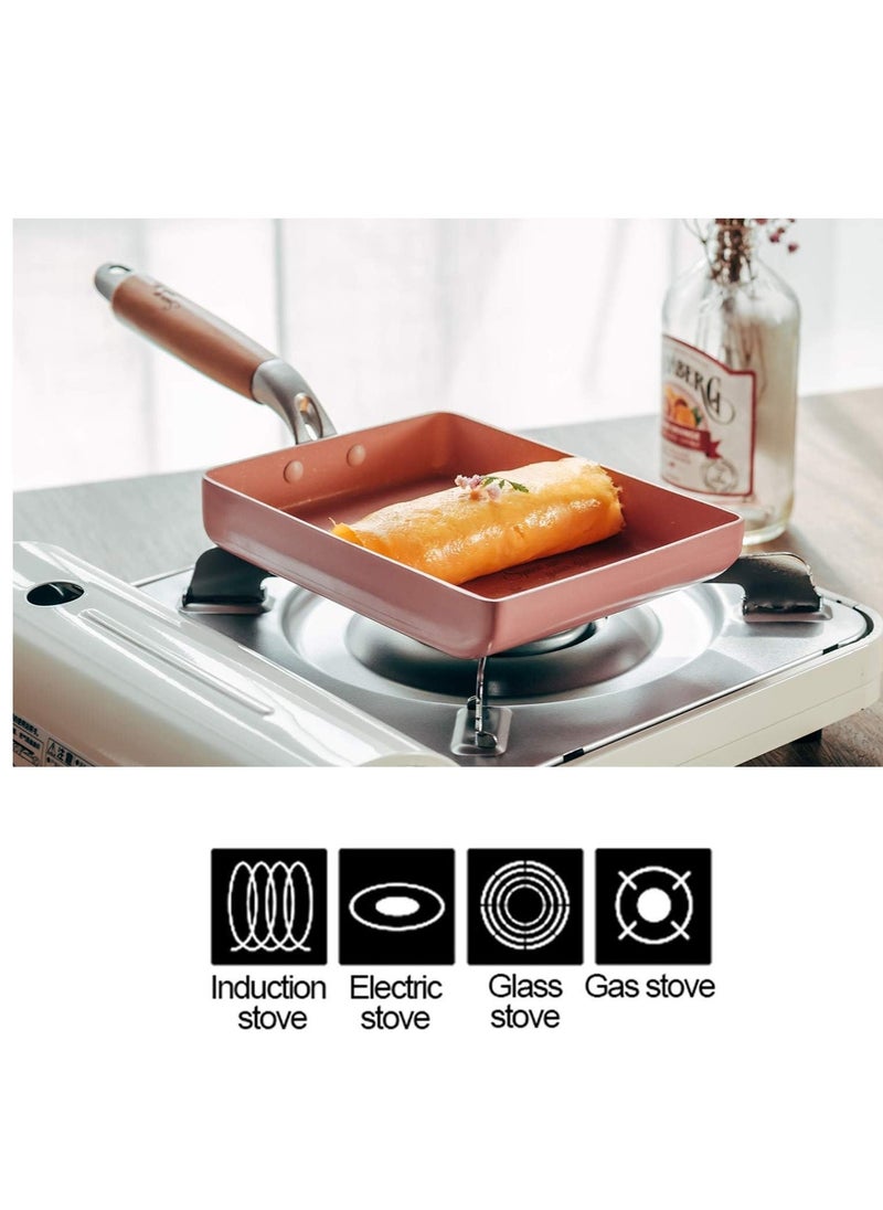 Japanese Omelette Pan Nonstick Tamagoyaki Egg Pan Rectangle Tamago Pan Small Frying Pan for Induction Cooker Electric Furnace