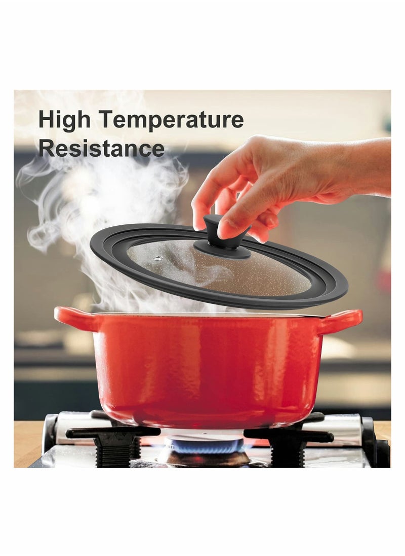 Universal Lid for Pots and Pans, Universal Lid Tempered Glass Lid for Skillet Frying Pan Cover silicone Pan Lids