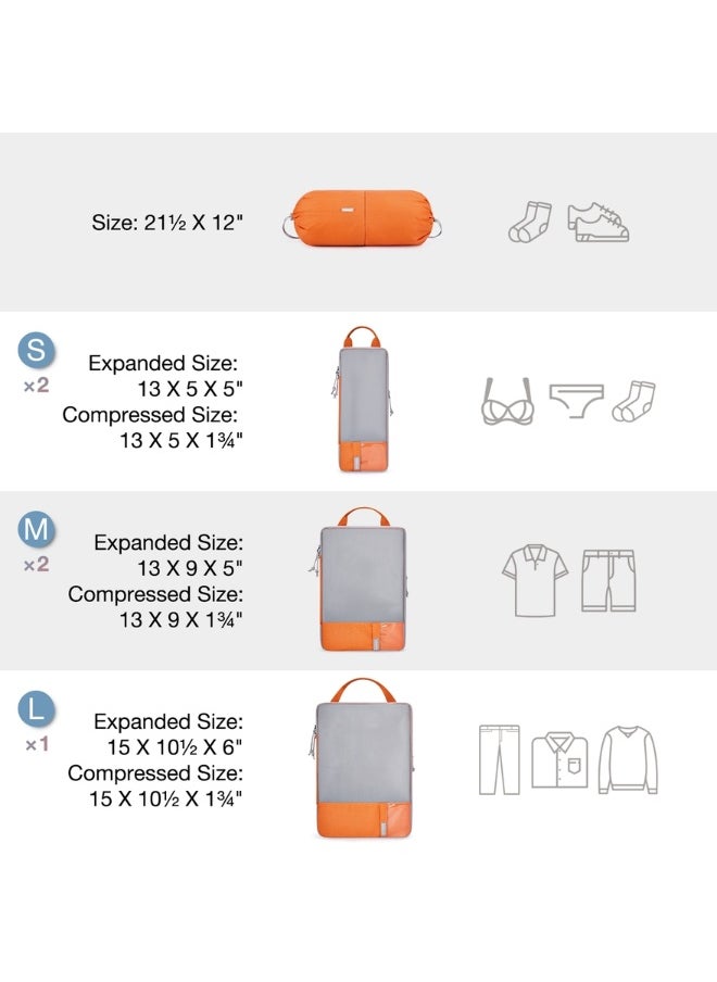 BAGSMART Orange Compression Packing Cubes