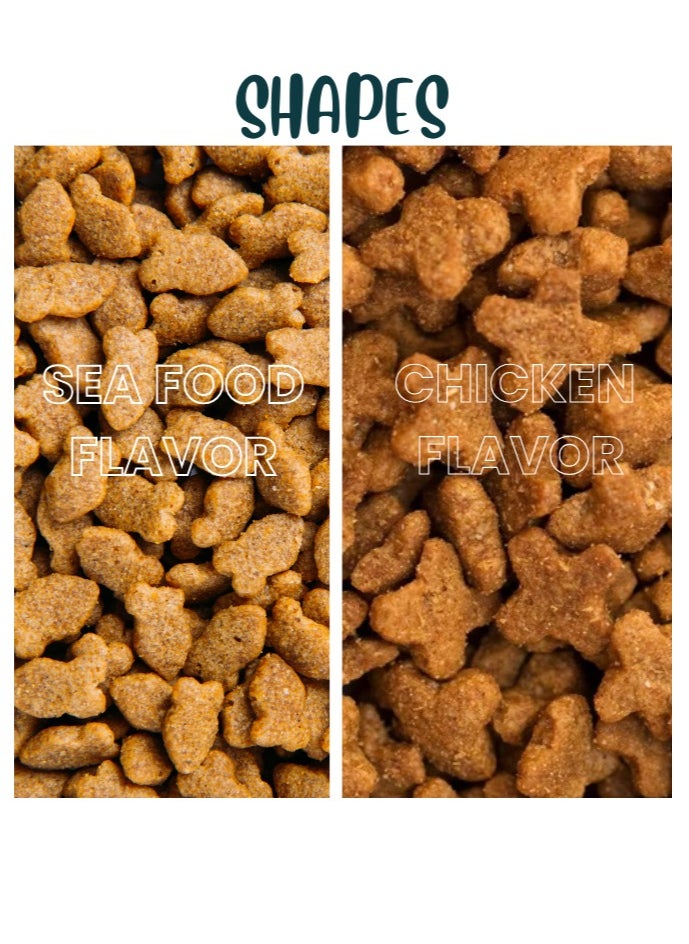 Dry Cat Food - 10 kg Seafood Flavor, Natural Fiber, Taurine and Crunchy Texture