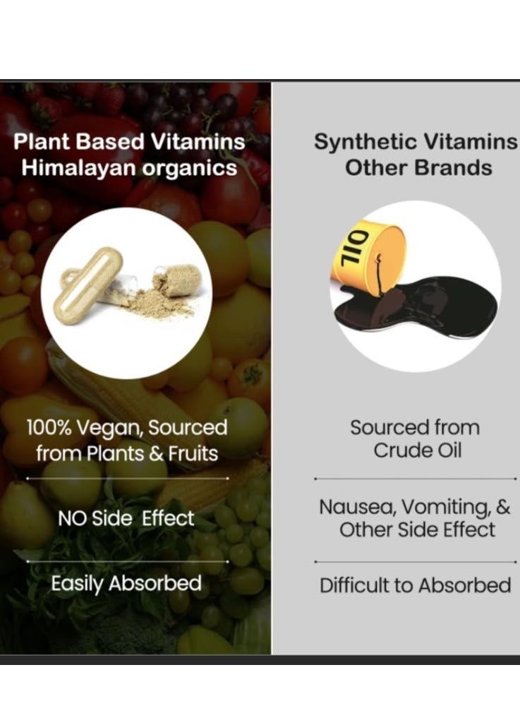 Himalayan Organics Natural Vitamin B12,  (120 Vegetarian Capsules) B1, B2, B3, B5, B6, B7, B9, B12/ Daily Energy Boost
