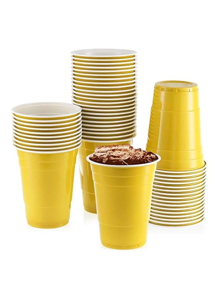 16 oz Yellow Cups [50 Pack] Disposable plastic cup, Big Birthday Party Cups