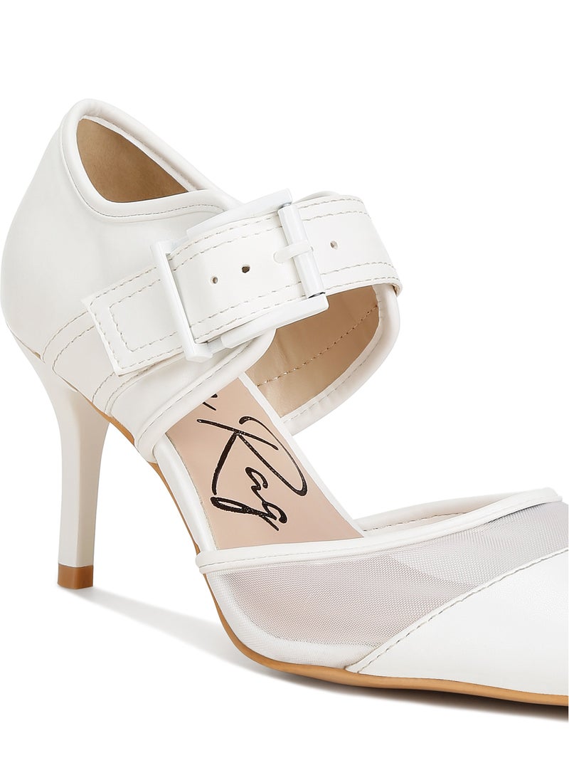 Buckle Detail Pump Sandals in White