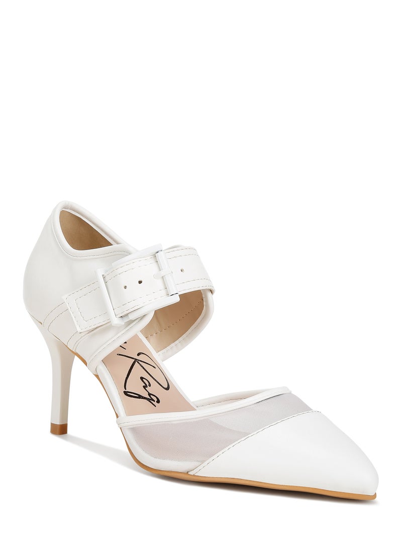 Buckle Detail Pump Sandals in White