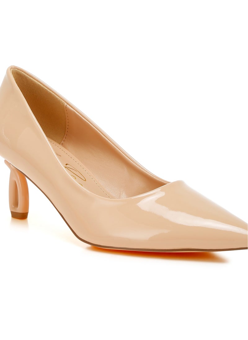 Pointed Toe Fantasy Heel Pumps in Beige