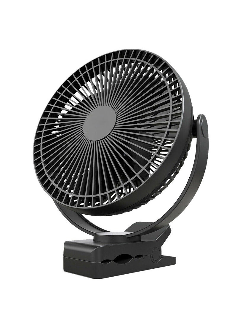 Portable 8-Inch Clip-On Fan with Large Battery Capacity Black