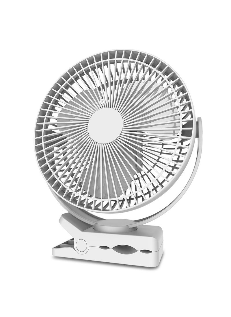 Portable 8-Inch Clip-On Fan with Large Battery Capacity White