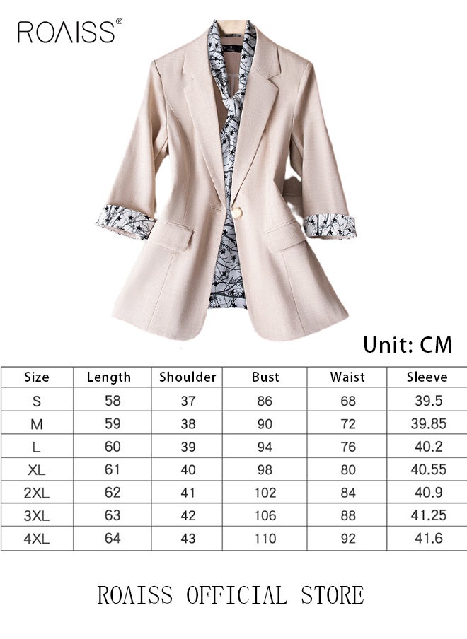 Women's White Suits with Scarf Long Sleeve Blazer Office Women's Wear Thin Casual Design Women's Blazers Lapel Long Sleeve Button Casual Business Jacket