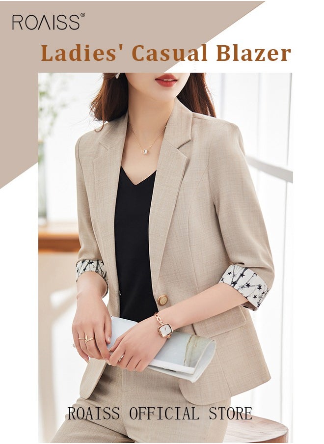 Women's White Suits with Scarf Long Sleeve Blazer Office Women's Wear Thin Casual Design Women's Blazers Lapel Long Sleeve Button Casual Business Jacket
