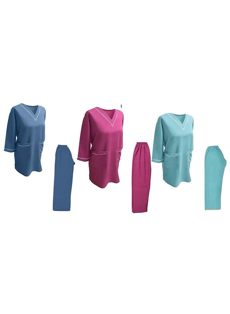 3 Pieces Uniform Cleaning Suit for Domestic Workers