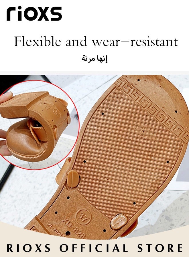 Women's Flat Mules Half Drag Shoes For Women Girls Closed Toe Sandals Ladies Female Fashion Comfortable Slippers Backless Mule Shoes Slip-On Flats With Buckle