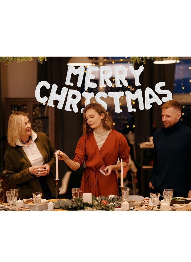 Merry Christmas Balloons Banner, Christmas Party Decorations, White