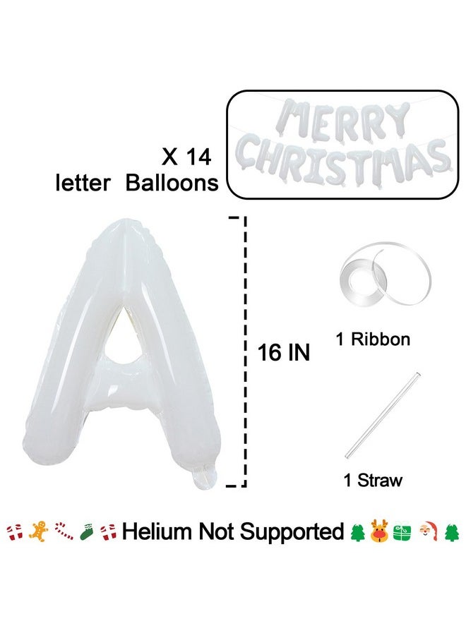 Merry Christmas Balloons Banner, Christmas Party Decorations, White