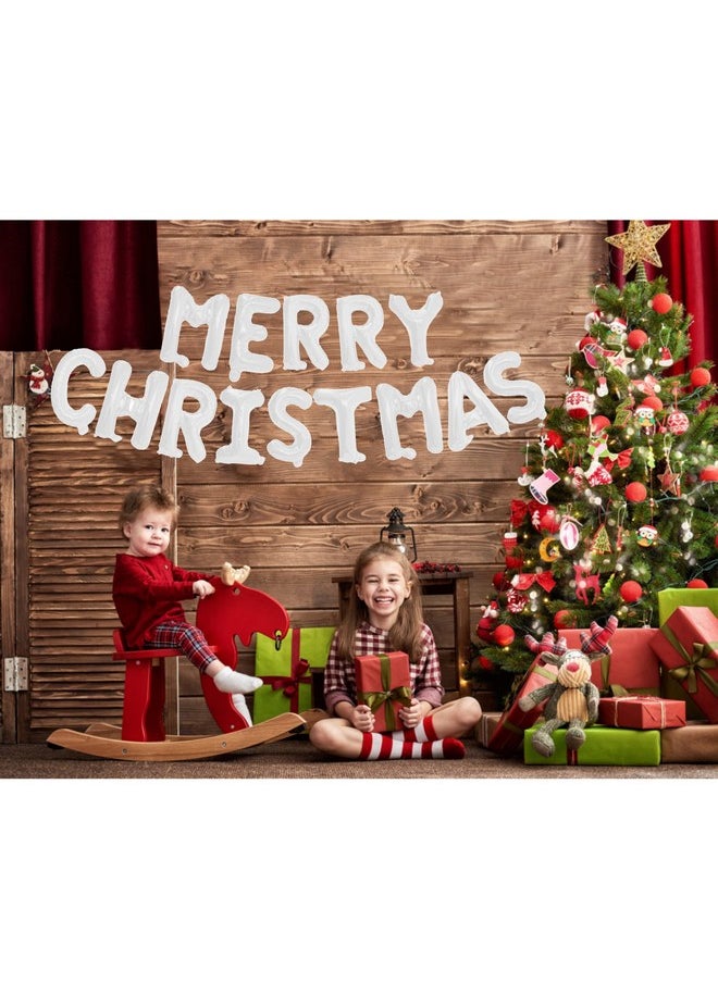 Merry Christmas Balloons Banner, Christmas Party Decorations, White