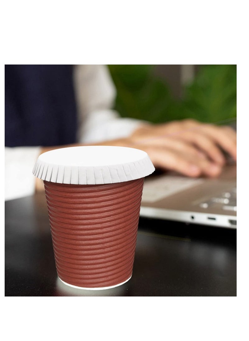 100pcs Disposable Paper Cup Covers Coffee Tea Cup Covers Recycled Paper Drinking Cup Lids Covers Perfect for Travel Hotel Coffee Bar Parties Wedding Home Kitchen 7.5 X 7.5cm