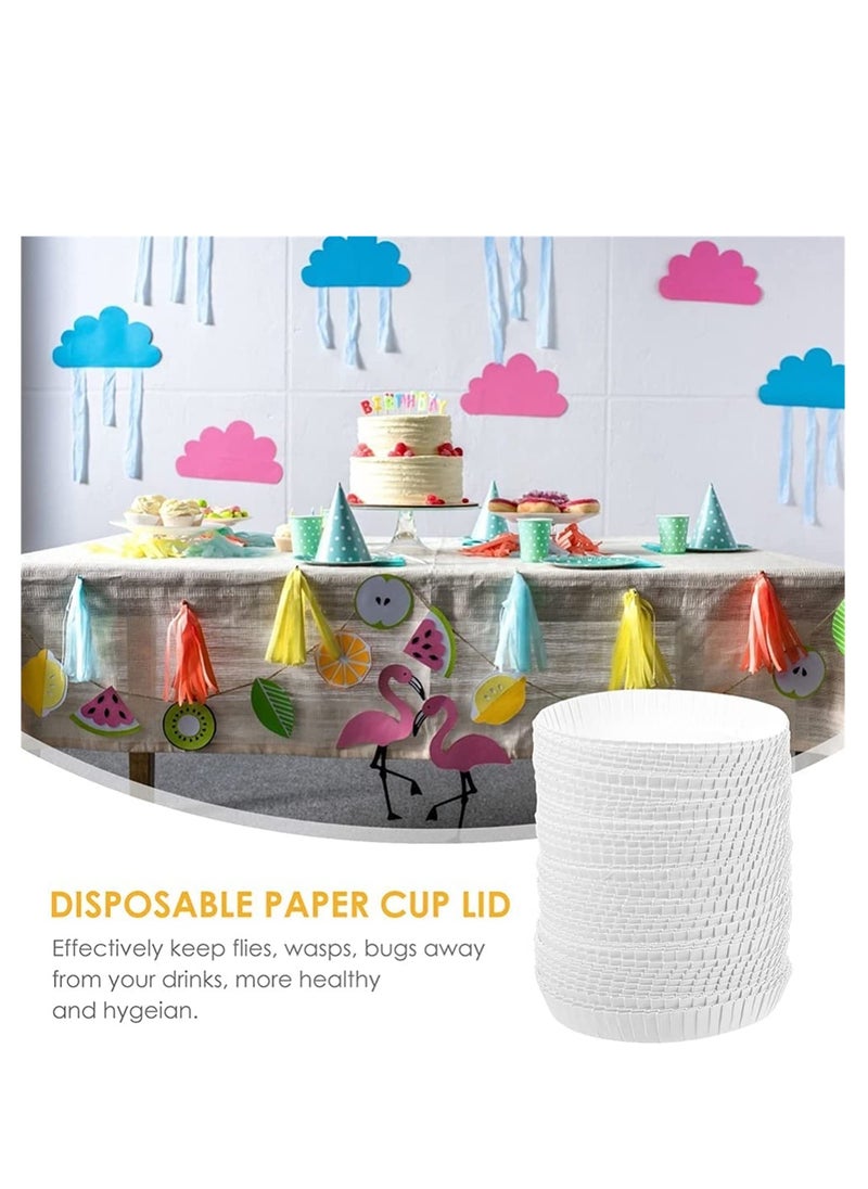 100pcs Disposable Paper Cup Covers Coffee Tea Cup Covers Recycled Paper Drinking Cup Lids Covers Perfect for Travel Hotel Coffee Bar Parties Wedding Home Kitchen 7.5 X 7.5cm