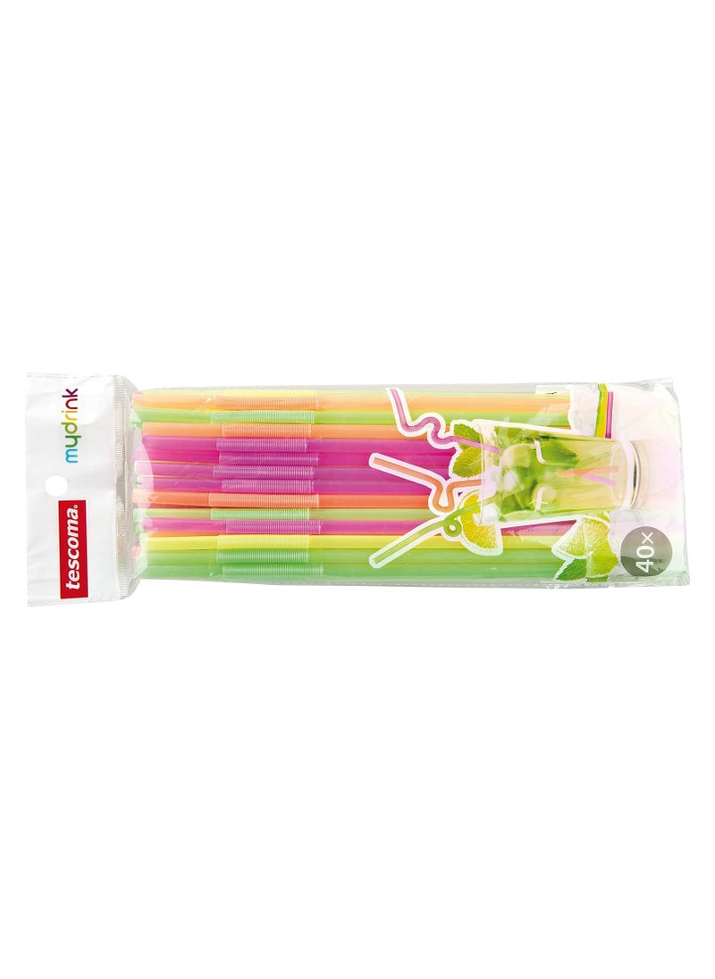 Drinking Straws Long Hinge, 40 Pcs Mydrink, Assorted, 31.5 x 9 1.6 cm