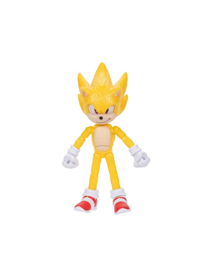 Sonic 3 Movie Action Figures 5-Inch Super Sonic Collector Toy Figure, Highly Articulated For Boys Girls - Officially Licensed 3 Movie Product