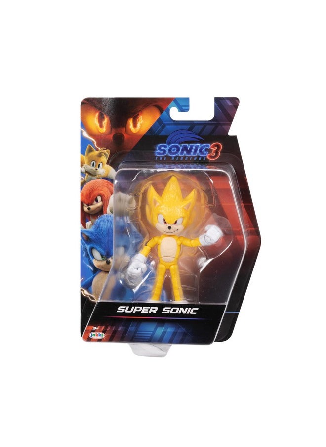 Sonic 3 Movie Action Figures 5-Inch Super Sonic Collector Toy Figure, Highly Articulated For Boys Girls - Officially Licensed 3 Movie Product