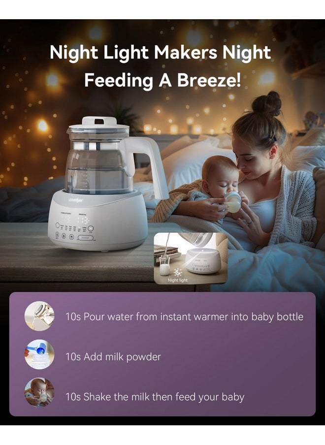 Warmer Comfyer, Baby Bottle Warmer With Night Light & Faster Cooling Fan, Instantly Water Warmer, Tea Kettle Electric With 6 Temperature Control Presets, Feed Baby More Easier And Healthier